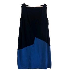 Lafayette 148 navy and blue tulip hem dress size L